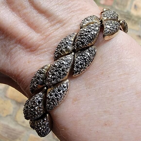 Vintage Marcasite Gold Over Sterling Link Bracelet - Picture 4 of 8
